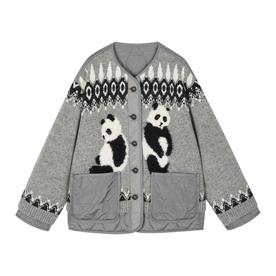 乌丫伤心熊猫费尔岛双面两穿棉服