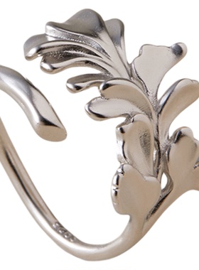 sutu925银轻奢设计感银杏叶戒指