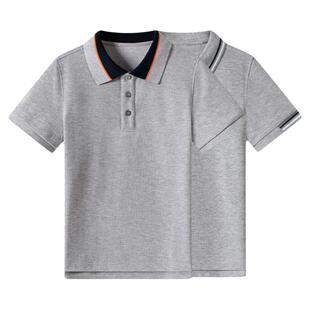 中小学生夏季短袖校服男女童半袖polo衫夏季透气英伦风灰色t恤