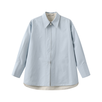 遇泓羊同款/夹生双拉链造型衬衫