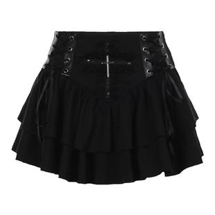 Wannathis暗黑风哥特半身裙亚文化朋克蓬蓬短裙黑色亚比y2k辣妹裙