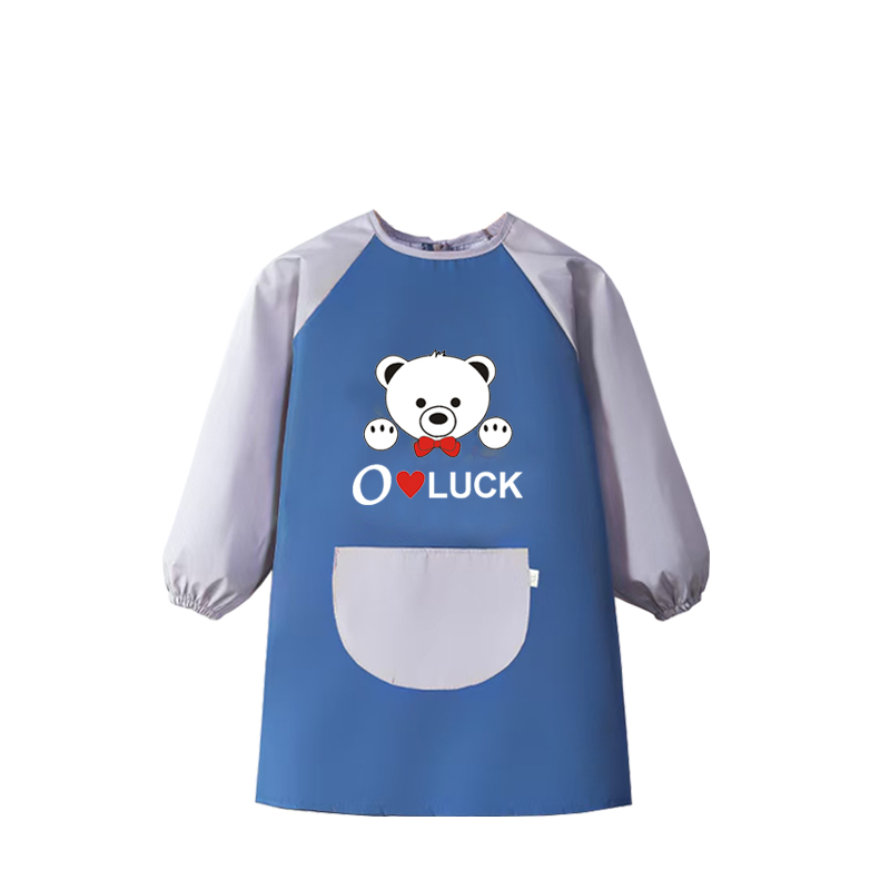 長(zhǎng)款全防水兒童繪畫(huà)畫(huà)罩衣圍裙幼兒園寶寶吃飯圍兜可擦洗防臟護(hù)衣