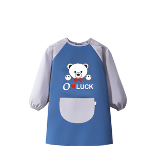 长款全防水儿童绘画画罩衣围裙幼儿园宝宝吃饭围兜可擦洗防脏护衣