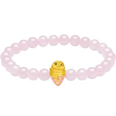 周六福黄金手串女3d硬金定价冰淇淋生肖小金蛇芙蓉石手链新年礼物