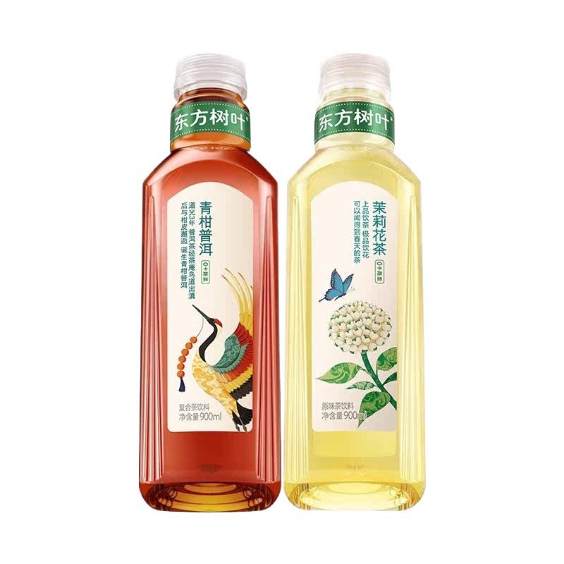 【甄选】农夫山泉东方树叶900ml/6瓶混合口味茉莉乌龙普洱口味随