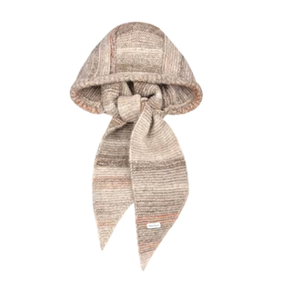 韩系混色渐变连帽围巾女冬季针织一体加厚保暖套头帽时髦简约防寒