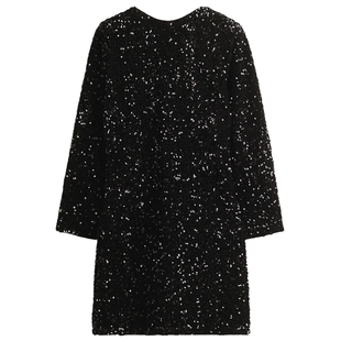 HM女装连衣裙冬季晚宴亮片优雅迷你party小礼服1304853