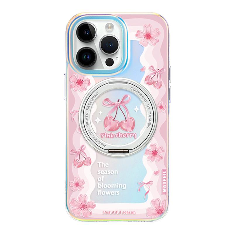 ANGYING × 粉色花季适用iphone17promax手机壳新款苹果16pro磁吸保护套ip15/14支点好看Lo5高级感13带支架