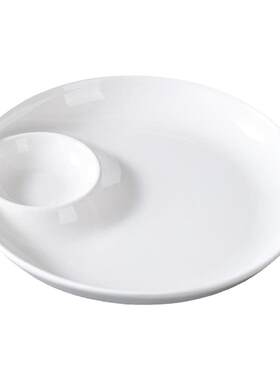 家用纯白新款带醋碟饺子盘
