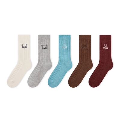 上森派系senpop小狗刺绣中筒袜