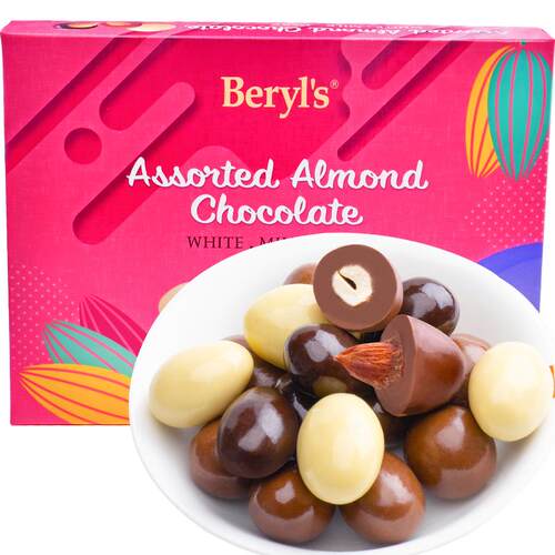 马来西亚进口beryls多口味扁桃仁夹心牛奶巧克力白黑巧送礼零食