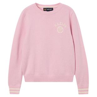 【32%绵羊毛】eland kids衣恋童装女童印花针织衫秋冬季条纹毛衣