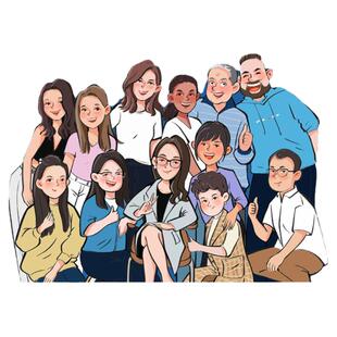 手绘商务大合照公司集体照转卡通形象定制员工团队照动漫设计q版