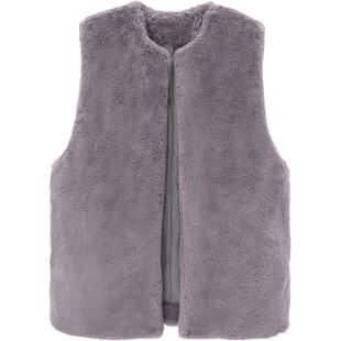 出口日本外贸女款秋冬仿水貂毛蓬松光滑保暖无袖无扣绒面坎肩马甲