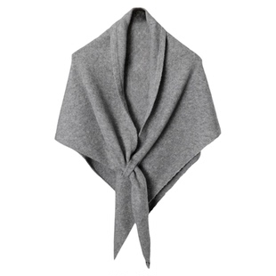 慵懒风三角围巾女秋冬保暖护颈围脖羊毛混纺纯色空调房大披肩外搭