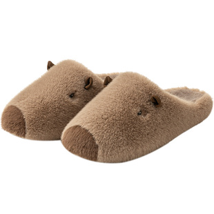 远港卡皮巴拉儿童毛茸茸棉拖鞋室内保暖2025新款包头拖鞋男女孩冬