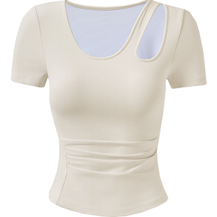 带胸垫瑜伽服上衣女夏绝美健身衣普拉提训练运动套装2025新款短袖