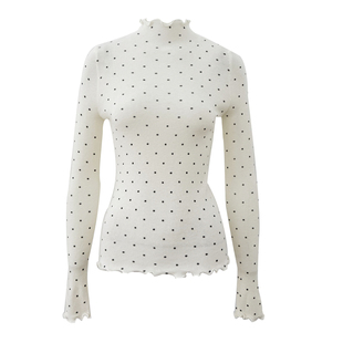 OTEBANBASS 25SS法式木耳边波浪领波点打底衫女半高领长袖针织衫