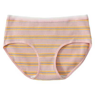 元气条纹多巴胺内裤女200斤大码胖mm女生甜美纯色简约透气