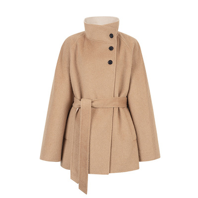 衣香丽影100%羊毛立领大衣中长款