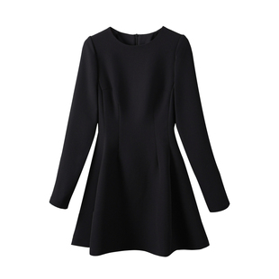 西装连衣裙女2026春秋新韩系气质高级风圆领长袖收腰显瘦a字短裙