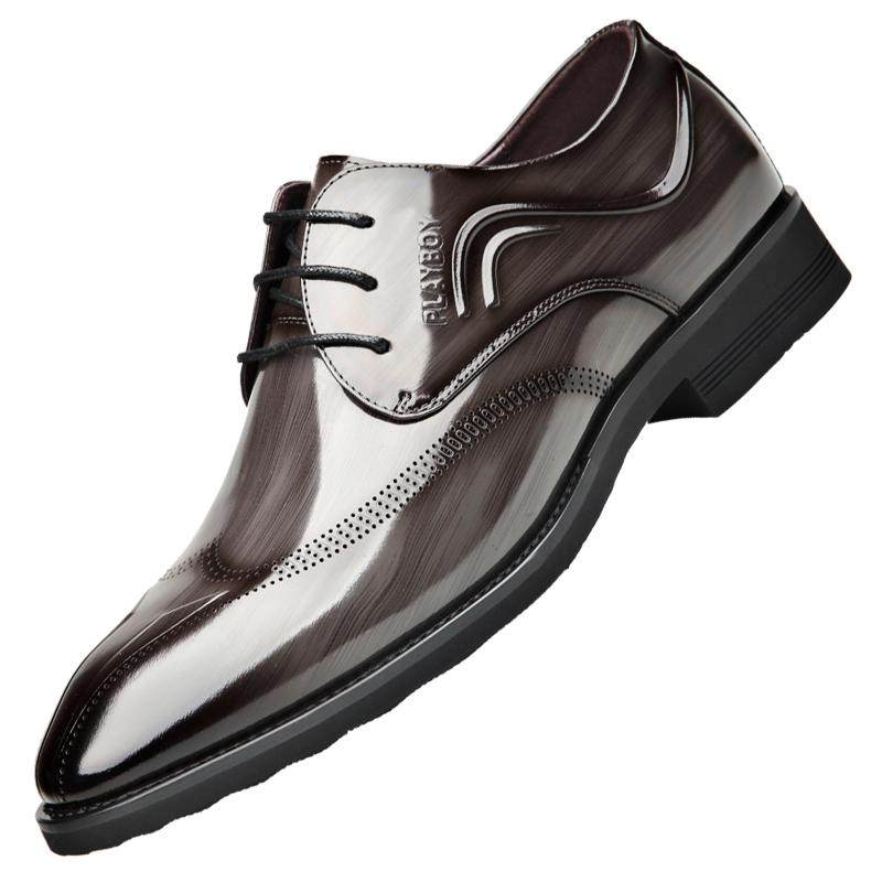 花花公子皮鞋男商务英伦亮皮