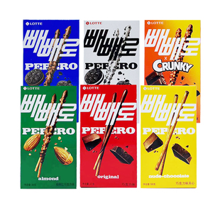 2盒包邮LOTTE乐天派派乐饼干棒巧克力曲奇脆米白巧韩国进口零食品