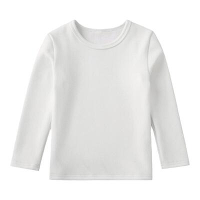 加绒儿童白色打底衫长袖圆领t恤