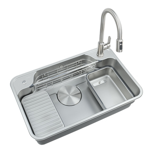 韦普厨房日式压纹水槽大单槽洗菜盆套餐304不锈钢台上台下洗碗池