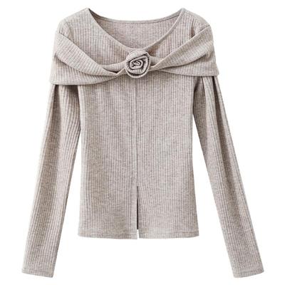 【清仓秒杀】秋冬韩系上衣设计感小众高级独特别致花朵长袖t恤女