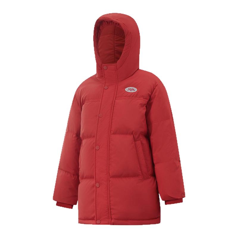 李宁正品2025新款儿童简约连帽宽松保暖拉链运动羽绒服YYMV003