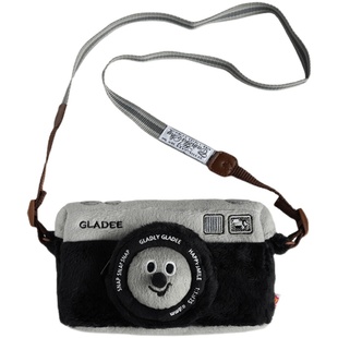 朴坊日本GLADEE复古相机斜挎毛绒背包可爱ccd收纳女生日小众礼物