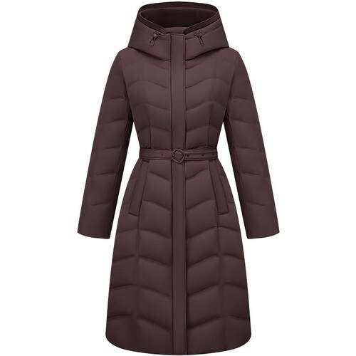 【政府补贴】波司登新款女士鹅绒羽绒服过膝长款商务收腰连帽