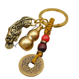 十二生肖葫芦钥匙扣挂件招财貔貅汽车钥匙链挂饰五帝钱吊坠朱砂