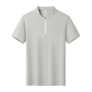 速干半拉链工作服POLO衫定制印logo企业4s店销售轻薄短袖工装T恤