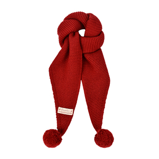 新年限定~保暖毛球针织围巾女秋冬氛围感百搭三角巾红色可爱围脖