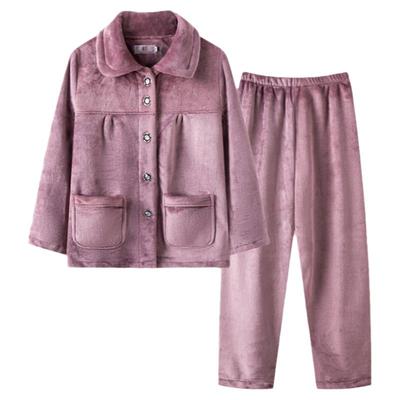 200斤秋冬季中老年人女法兰绒睡衣大码妈妈奶奶珊瑚绒套装家居服