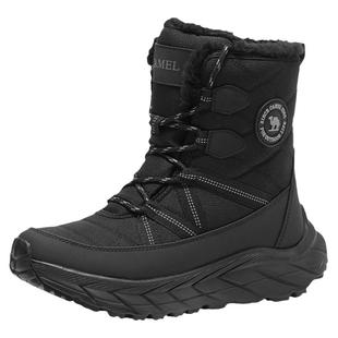 骆驼户外雪地靴防水防滑2025冬季登山鞋女加厚加绒保暖黑色棉鞋子