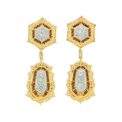 布契@提珠宝感双色织纹吊坠耳饰