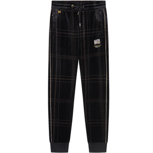 BM男士卫裤2024春秋新品条纹格子高端休闲裤子潮流复古灯芯绒男裤