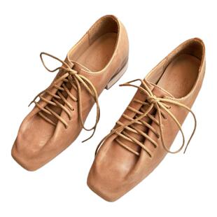 2026春上新方头系带德比鞋6cm内增高真皮乐福鞋小皮鞋休闲单鞋