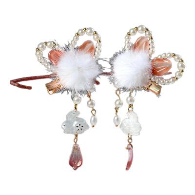 兔子毛球儿童发饰发夹可爱