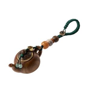 天然绿檀木把把壶汽车钥匙扣挂件小茶壶把把胡手把件随身麻将神器