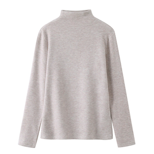 德绒蚕丝羊毛半高领打底衫女秋冬大码胖mm加绒厚保暖发热内搭上衣