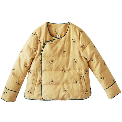 新中式圆领加厚羽绒服女短款