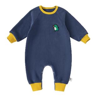 贝贝城宝宝家居服男童连体加绒睡衣婴儿双面奥粒绒睡袋女童冬装潮