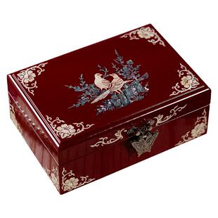 螺钿漆器饰品收纳首饰盒小实木质盒子简约复古圣诞节生日礼物精致