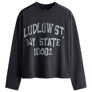 HM男装女装T恤2026春季新款大廓形美式宽松印花汗布上衣1306614