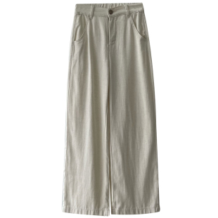 莱赛尔亚麻裤！超薄后半松紧腰宽松直筒显瘦阔腿牛仔裤女夏薄款