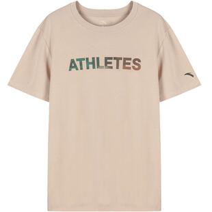 安踏夏季短袖t恤男士官方旗舰潮流宽松圆领半袖百搭字母体恤衫男